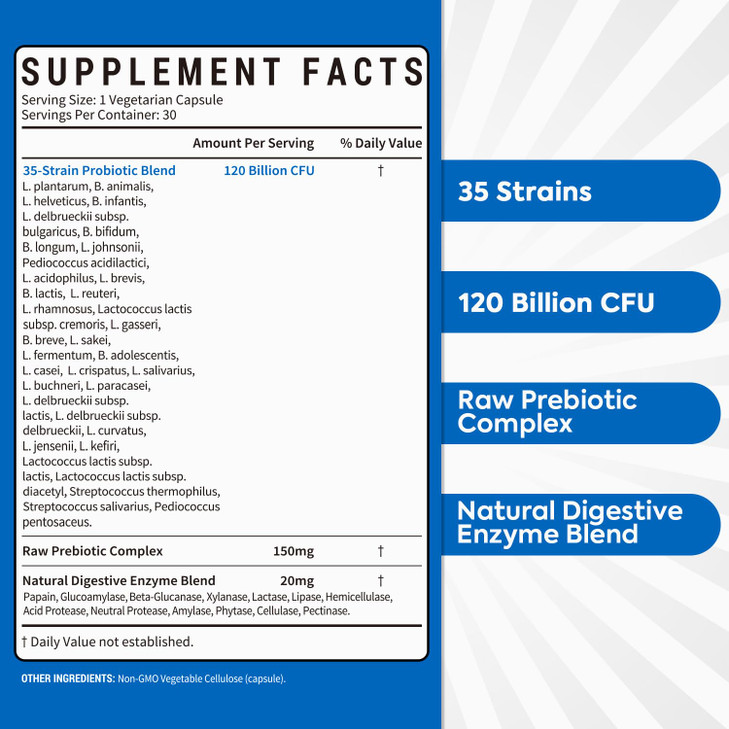 Surebounty Probiotics 120 Billion CFU, Probiotics for Men & Women, Prebiotics +