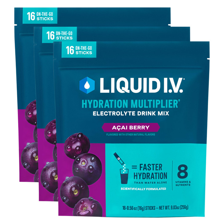 Liquid I.V. Hydration Multiplier - Acai Berry - 3 Pack (48 Servings)
