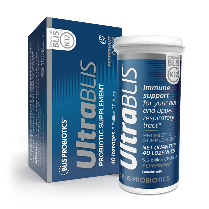 BLIS UltraBLIS Probiotic Lozenges - Immune, Gut & Oral Health, K12, Peppermint