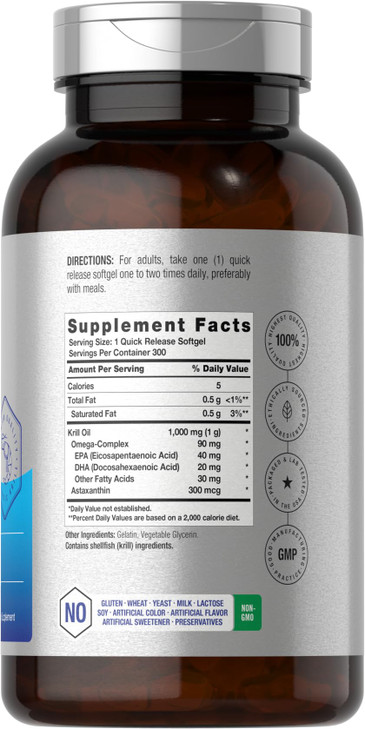 Horbäach Antarctic Krill Oil 1000mg Softgels - 300 Count