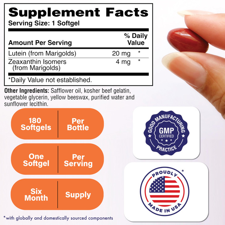 Lutein 20mg with Zeaxanthin 4mg 180 Softgels