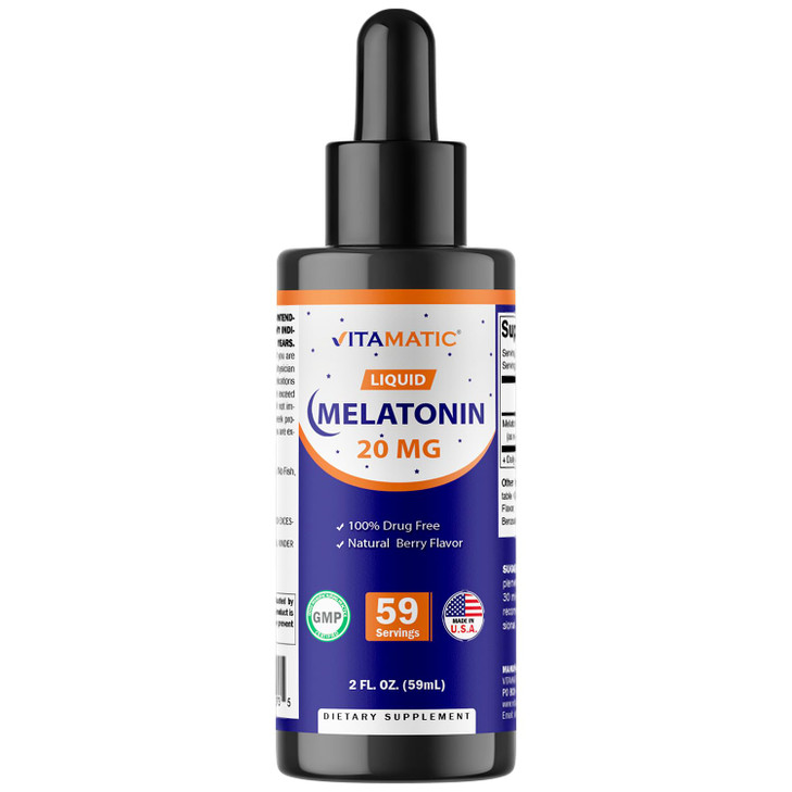 Vitamatic Melatonin 20mg Liquid Drops - 2 Fluid Ounce (59ml)