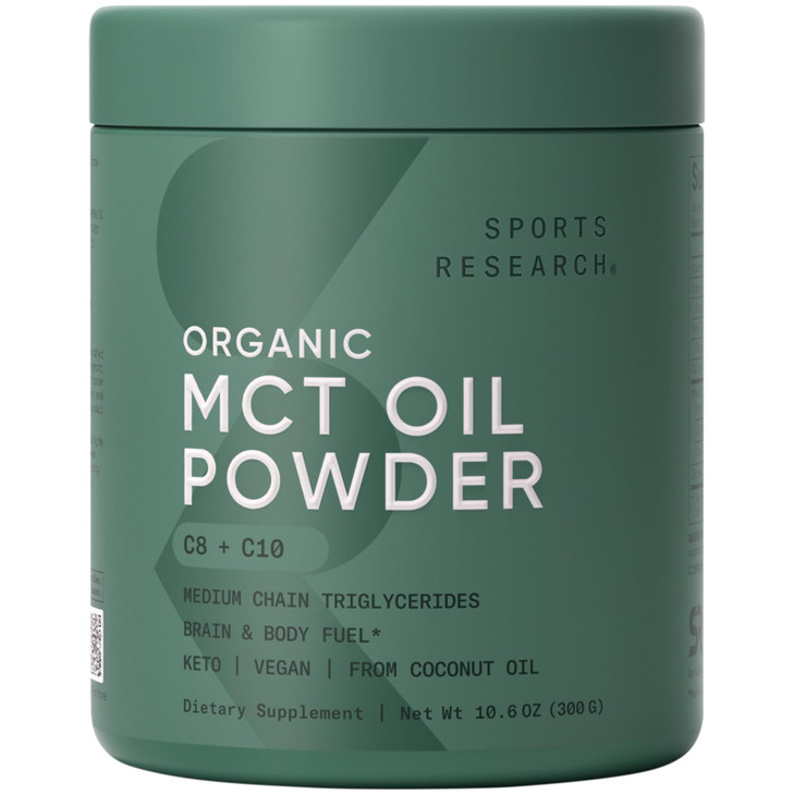 Sports Research Organic MCT Oil Powder - Keto & Vegan MCTs C8, C10 from Coconuts