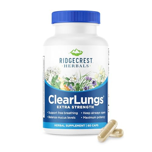 RidgeCrest Herbals ClearLungs Extra Strength, Daily Health Supplement, Natural