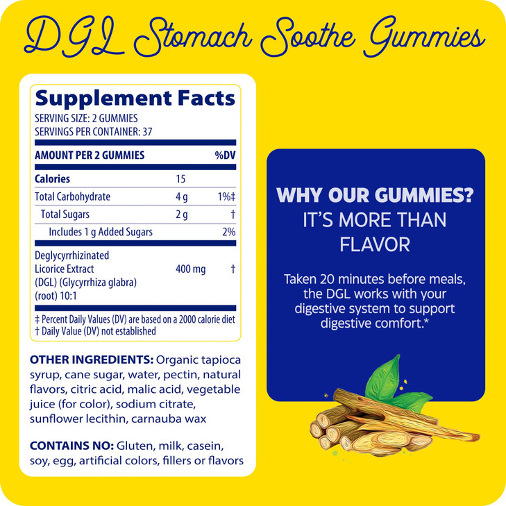 Enzymedica, DGL Stomach Relief, Deglycyrrhizinated Licorice Gummies