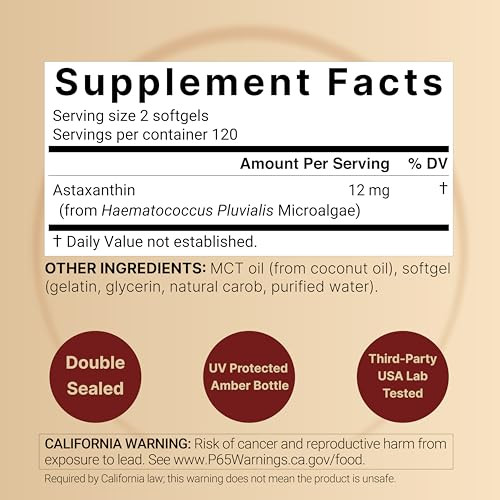 NatureBell Maximum Strength Astaxanthin 12mg, 240 Softgels