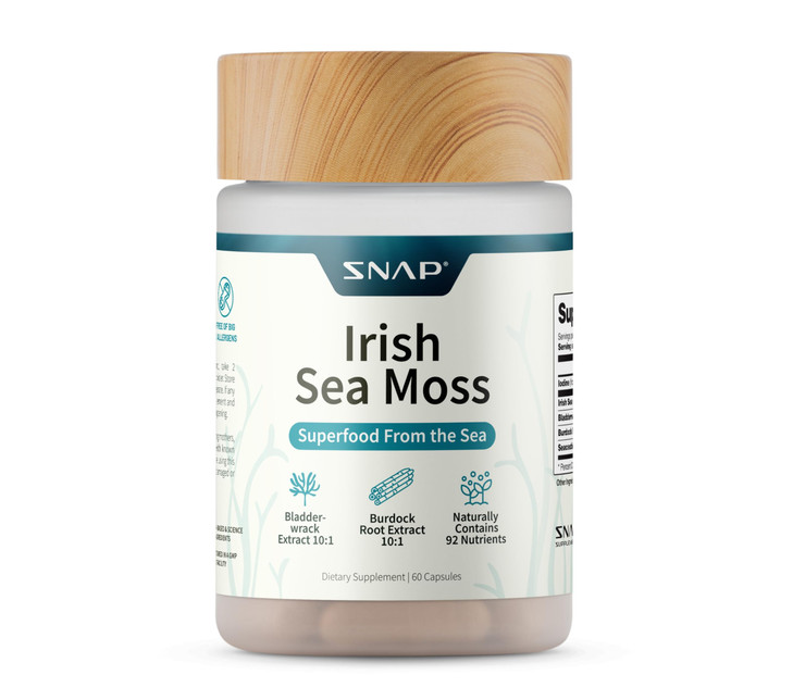 Snap Supplements Irish Sea Moss with Bladderwrack, Burdock Root & Iodine