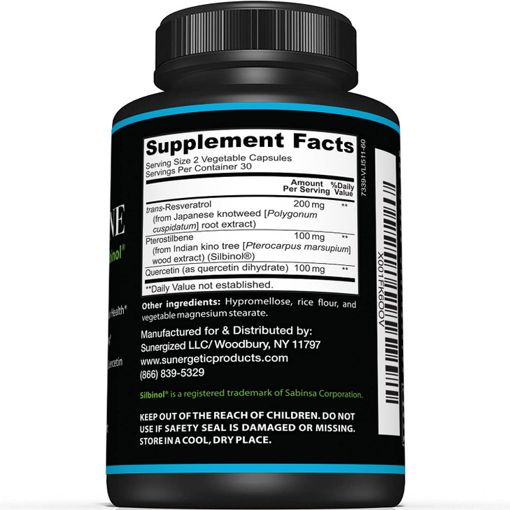 Premium Pterostilbene Supplement - Pterostilbene with Resveratrol & Quercetin