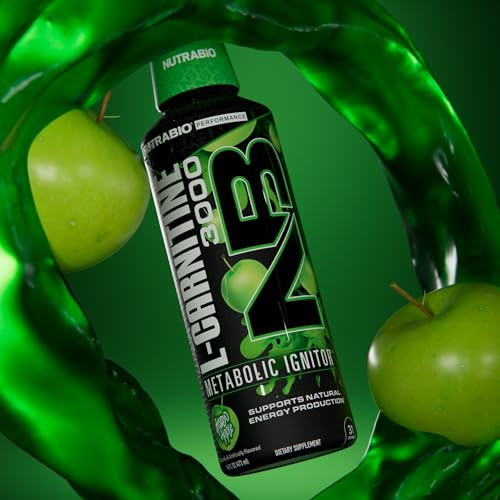 NutraBio - L-Carnitine Liquid Shots - 3000mg, (Green Apple)