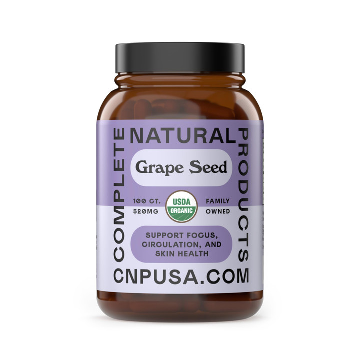 Organic Grape Seed Capsules - 520mg, 100 Count - Polyphenols & OPC Antioxidants