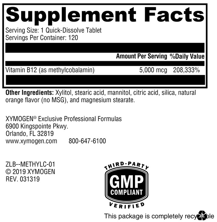 XYMOGEN Methylcobalamin 5,000 mcg