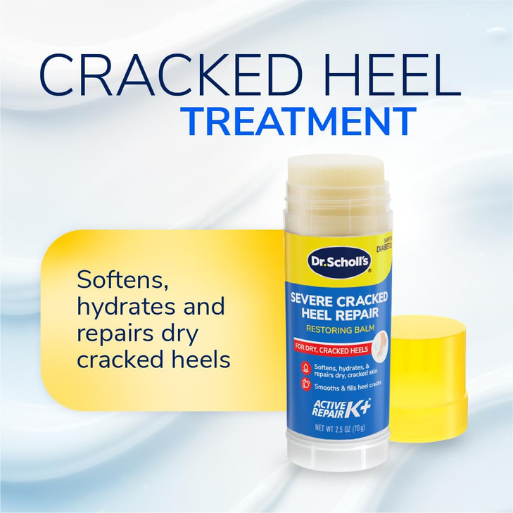 Dr. Scholl's Severe Cracked Heel Repair Restoring Balm 2.5oz, with 25% Urea for Dry, Cracked Feet, Heals and Moisturizes for Healthy Feet