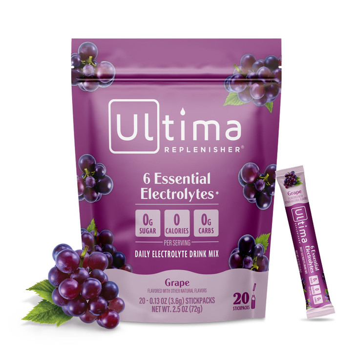 Ultima Replenisher Daily Electrolyte Powder - Grape, 20 Stickpacks