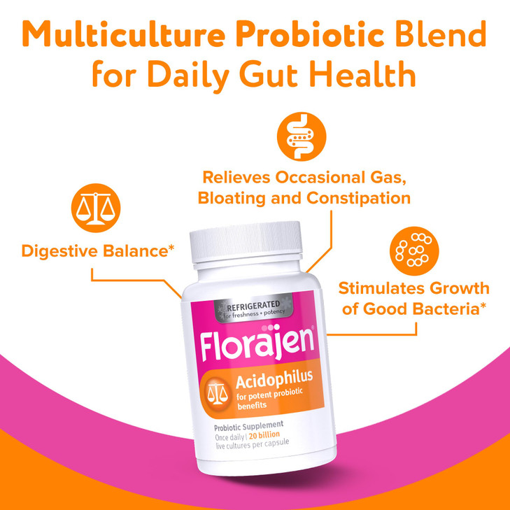 Florajen Acidophilus Probiotics, Gut Health, Vaginal Health, and Immune Support