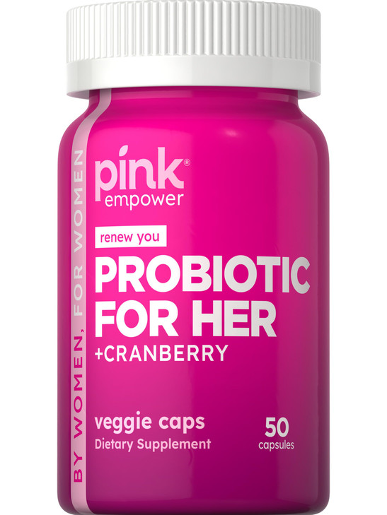 PINK Probiotics for Women - Digestive Health Support Capsules Plus Cranberry