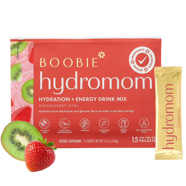 Boobie Hydromom Superfood Electrolyte Drink Mix, Strawberry Kiwi
