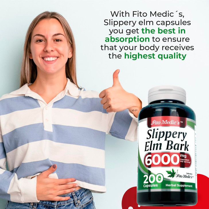 FITO MEDIC'S Lab Slippery Elm Bark Supplement, 200 Capsules, Herbal Formula