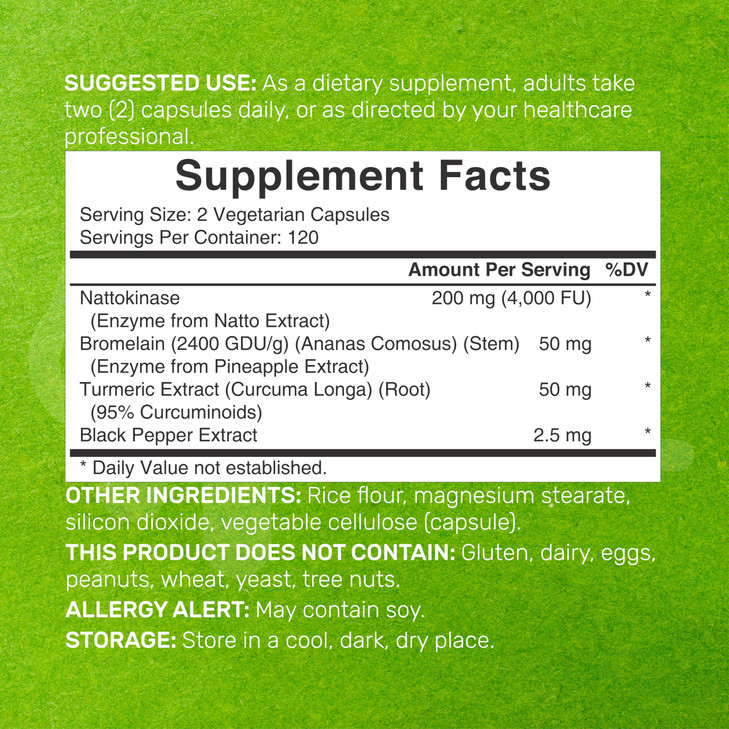 Nattokinase Supplement 4,000 FU Per Serving, 240 Veggie Capsules