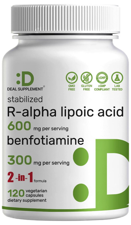DEAL SUPPLEMENT R Alpha Lipoic Acid 600mg with Benfotiamine 300mg Per Serving