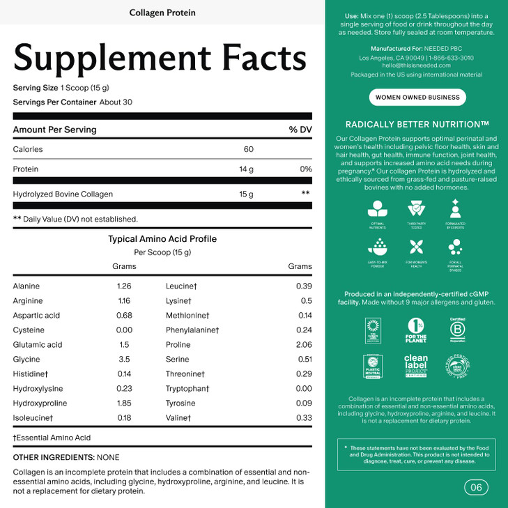 Needed. Hydrolyzed Collagen Protein Powder - Expert-Backed & Clean Sourced