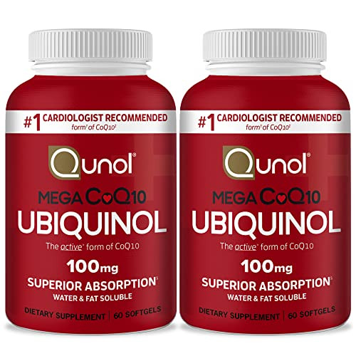 Qunol Mega Ubiquinol Coq10 100mg, Superior Absorption, Patented Water and Fat
