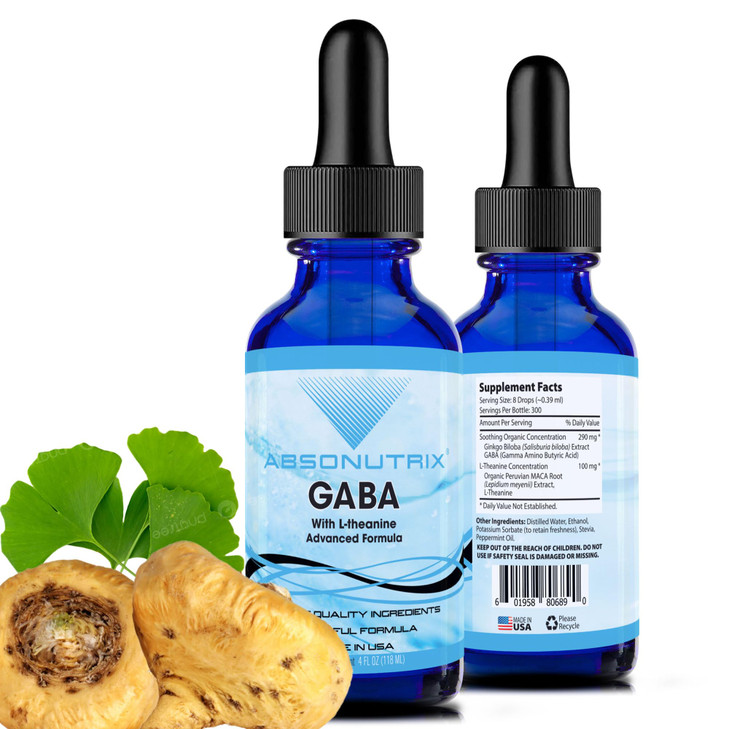 Absonutrix GABA with L-Theanine 290 mg, 4 Oz Liquid, 300 Servings, Made in USA