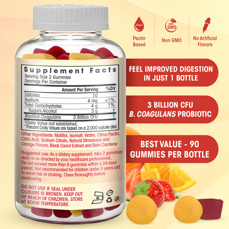 Flamingo Supplements Sugar-Free Probiotic Gummies (3 Billion CFU)