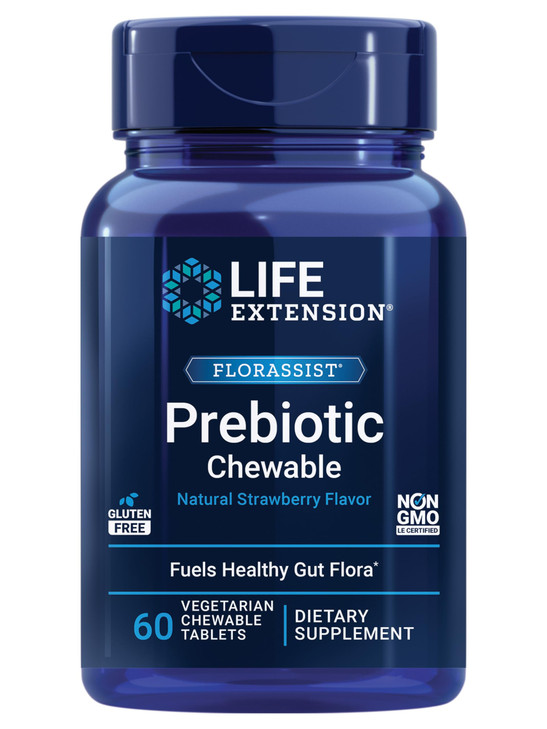 Life Extension FLORASSIST Prebiotic Chewable (Strawberry), 1000 mg