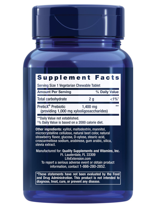 Life Extension FLORASSIST Prebiotic Chewable (Strawberry), 1000 mg