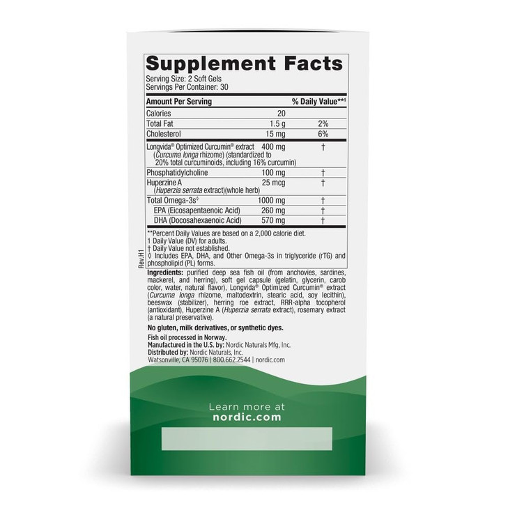Nordic Naturals Memory Support with Curcumin, Lemon