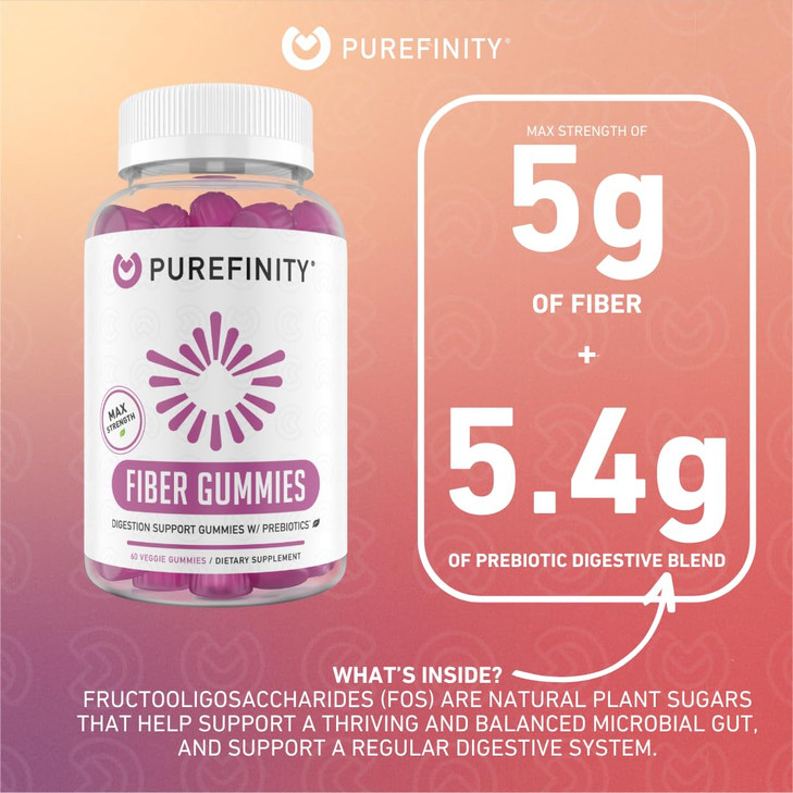 PUREFINITY Fiber Gummies for Adults with Inulin FOS from Chicory Root, Sugar