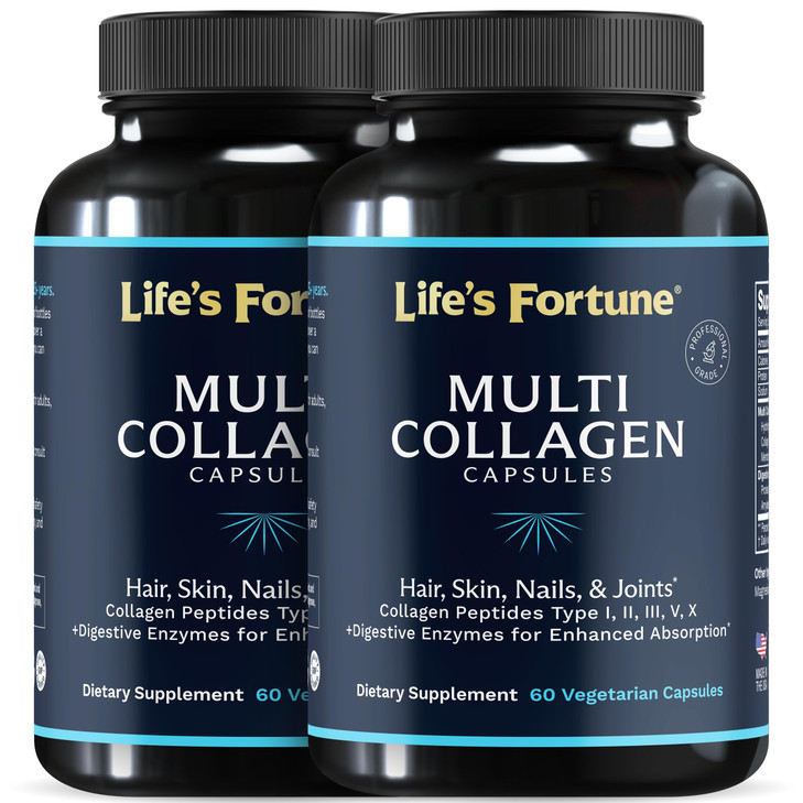 Multi Collagen Peptides Types I, II, III, V & X Hydrolyzed Protein Capsules