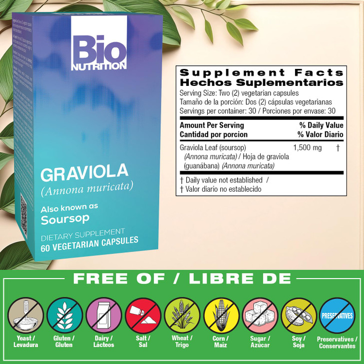 Bio Nutrition Graviola (Annona Muricata) 60 Vegetarian Capsules