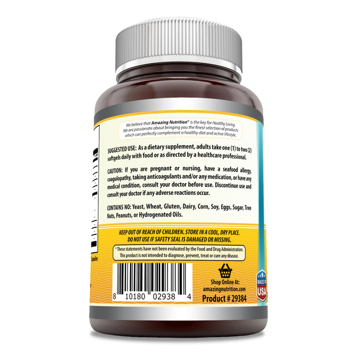 Amazing Omega Norwegian Cod Liver Oil 1250 mg 120 Softgels Supplement (Fresh