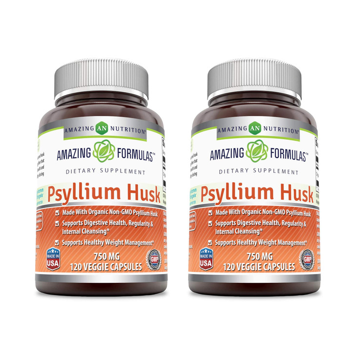Amazing Formulas Psyllium Husk 750mg 120 Veggie Capsules Supplement