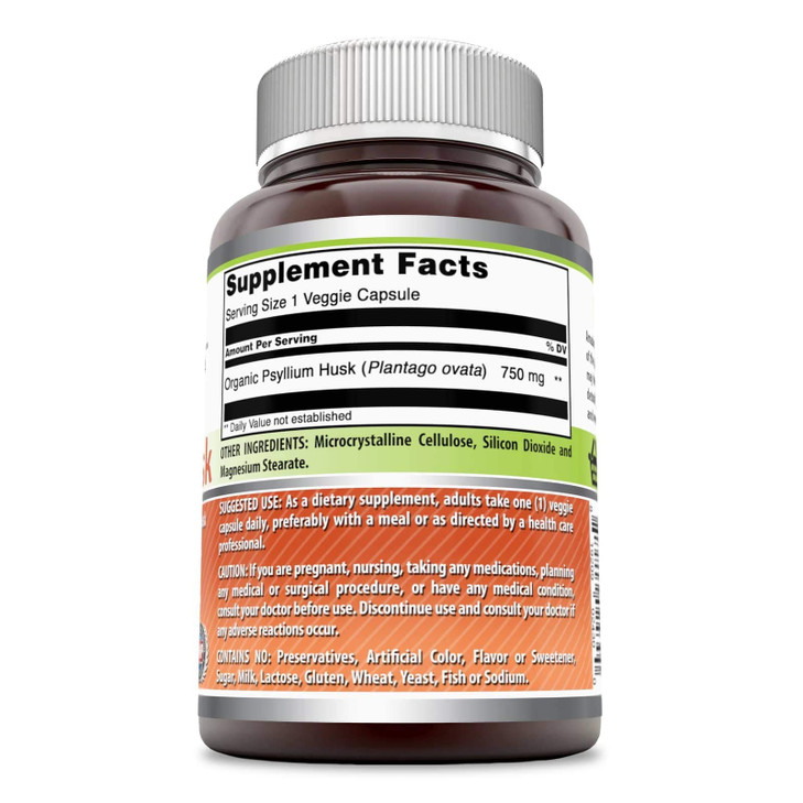 Amazing Formulas Psyllium Husk 750mg 120 Veggie Capsules Supplement