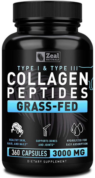 Zeal Naturals Collagen Peptides Collagen Pills (360 Capsules) Grass Fed Collagen