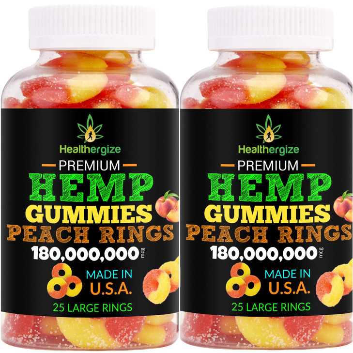 2PACK Hemp Gummies-Fresh Delicious Gummy Peach-for Sleep, Calm and Relax
