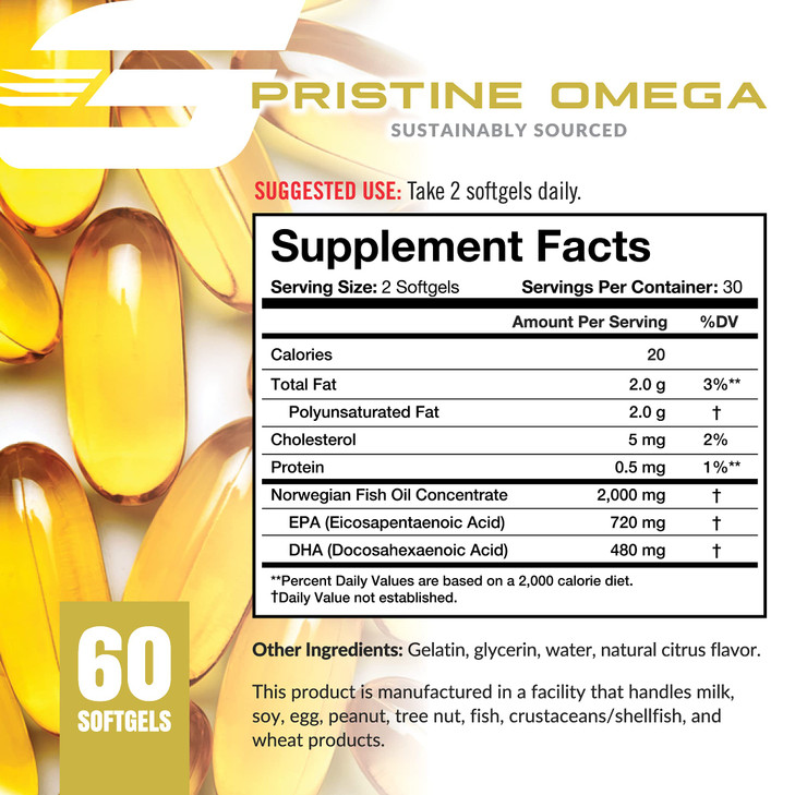 Granite Pristine Omega-3 Supplement, 2000mg Norwegian Fish Oil Supplements