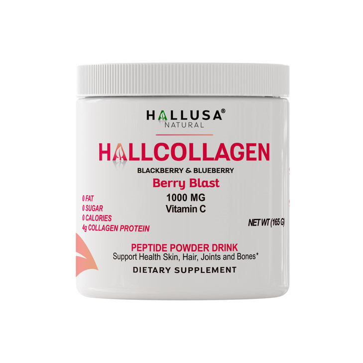 Hallusa Natural Hydrolyzed Collagen Peptides Powder 1000mg with Vitamin C