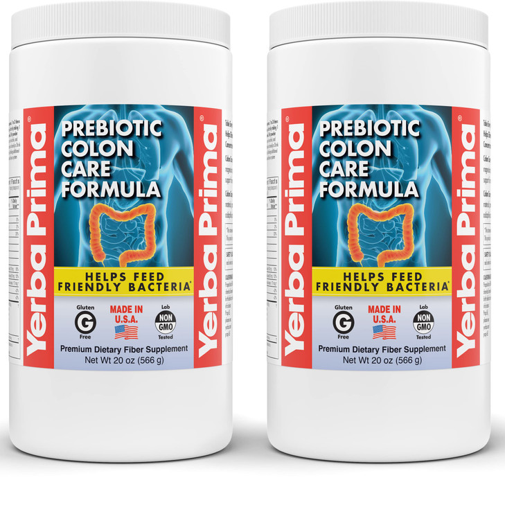 Yerba Prima Prebiotic Colon Care Formula, 20 oz Powder (Pack of 2) with FOS