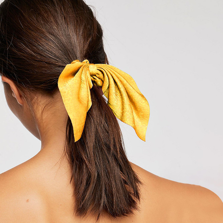 AEGYPIUS 2Pcs Silk Hair Ties, Hair Bows for Women, Butterfly Bow Scrunchies - Ideal for Parties & Everyday Use - Yellow