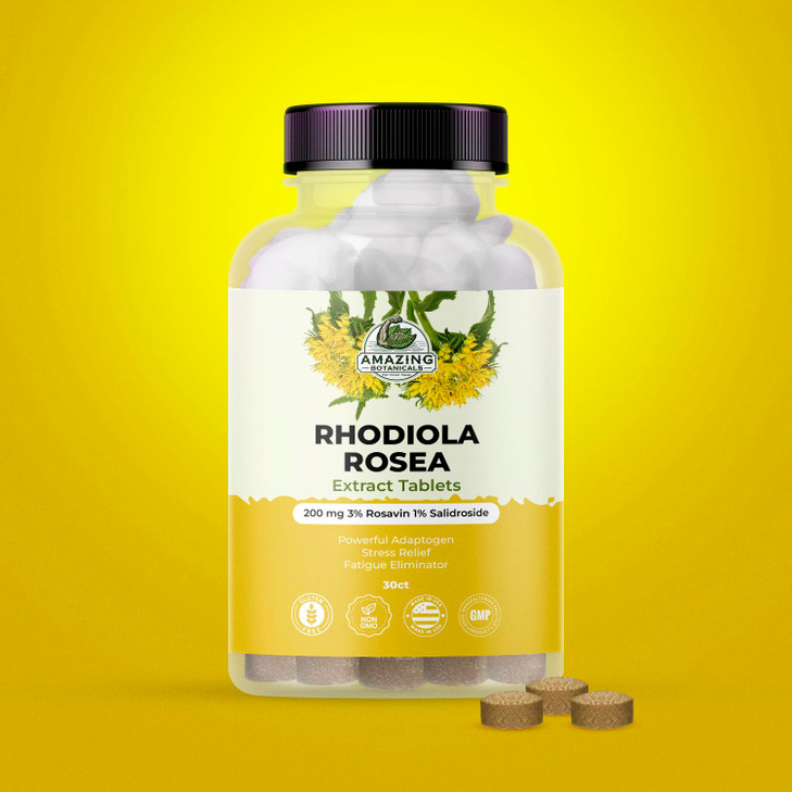 Amazing Botanicals Rhodiola Rosea Extract Tablets 3% Rosavin 1% Salidroside (30