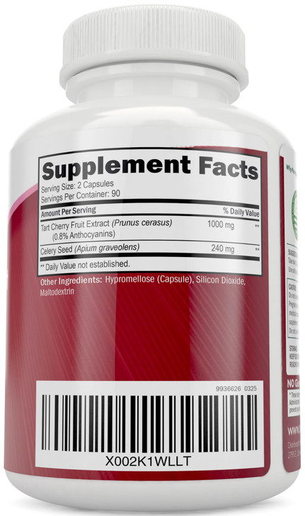 Tart Cherry Extract Capsules 1,000mg - 180 Capsules, 3 Month Supply