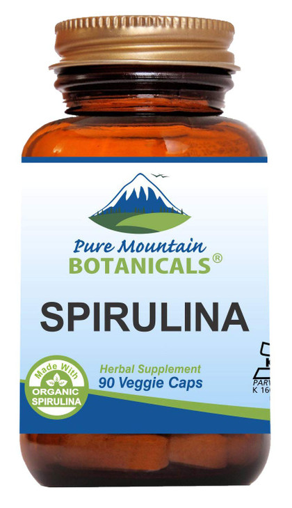 Pure Mountain Botanicals Spirulina Capsules - 90 Kosher Vegan Caps