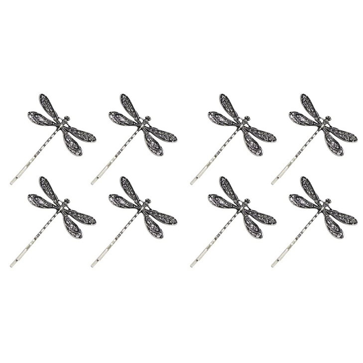 LALAFINA 8 Pcs Dragonfly Hair Clips Retro Dragonfly Style Hairpins Metal Alloy Hair Barrettes Vintage Dragonfly Bobby for Girls Women Wedding