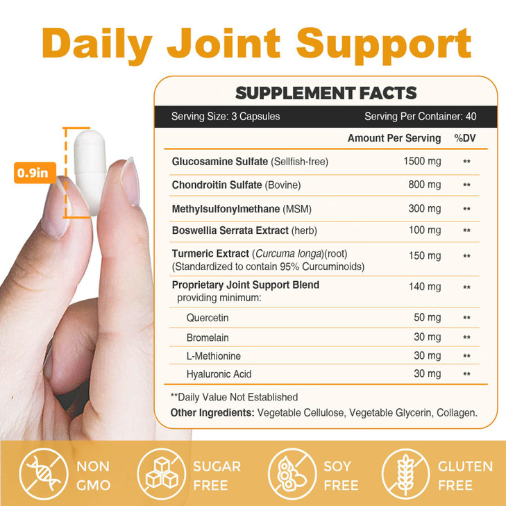 ZEBORA Glucosamine Chondroitin, Joint Supplements for Women/Men, with MSM