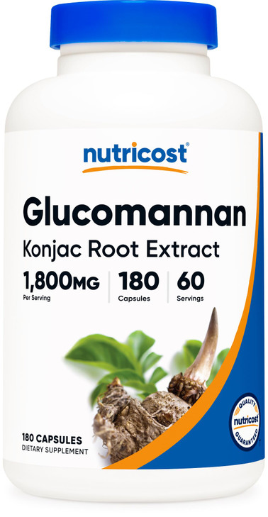 Nutricost Glucomannan 1,800mg Per Serving, 180 Capsules