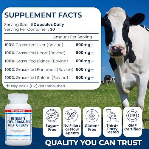 Ultimate 100% Grass Fed Beef Organs Supplement Supports Energy & Whole Body