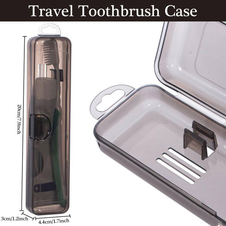 Gamdee Toothbrush Travel Case 2 Pack, Clear Black Toothbrush Case Holder Travel Size Plastic Toothbrush Holder Toothpaste Storage Container Portable